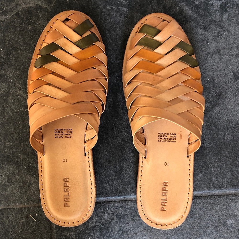 Palapa leather woven mules size 10